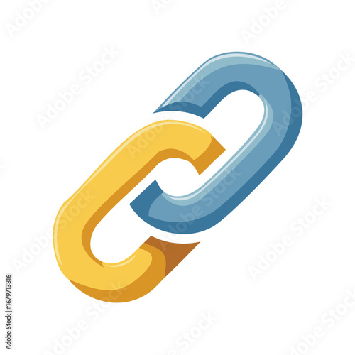 Two Interlocking Metal Links Representing Connection, Association, or Partnership