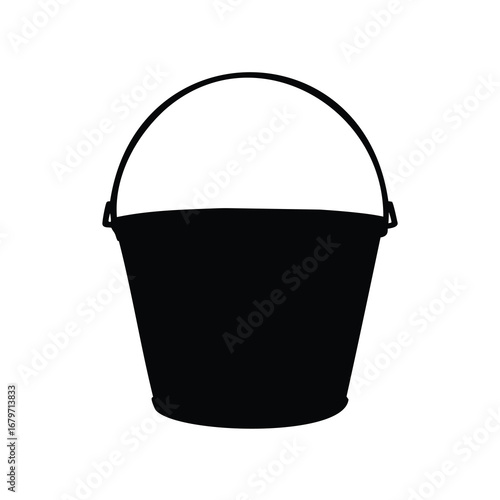 Silhouette illustration of a bucket with a handle on a white background, farm animal feed bucket silhouette vector illustration