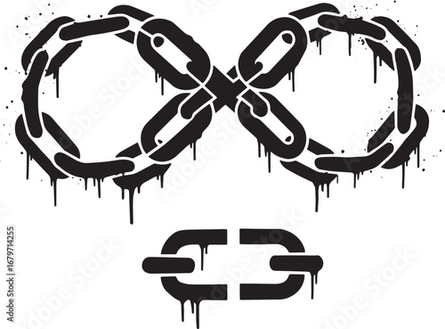 Abstract infinity symbol created with dripping ink effect chaine