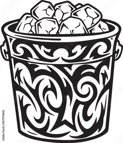 Ice bucket with tribal design, ready to chill your drinks and el