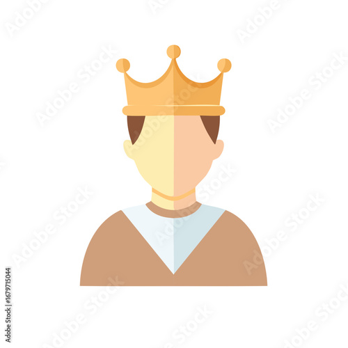 Abstract Vector Illustration of a Crowned King or Monarch Symbol on White Background