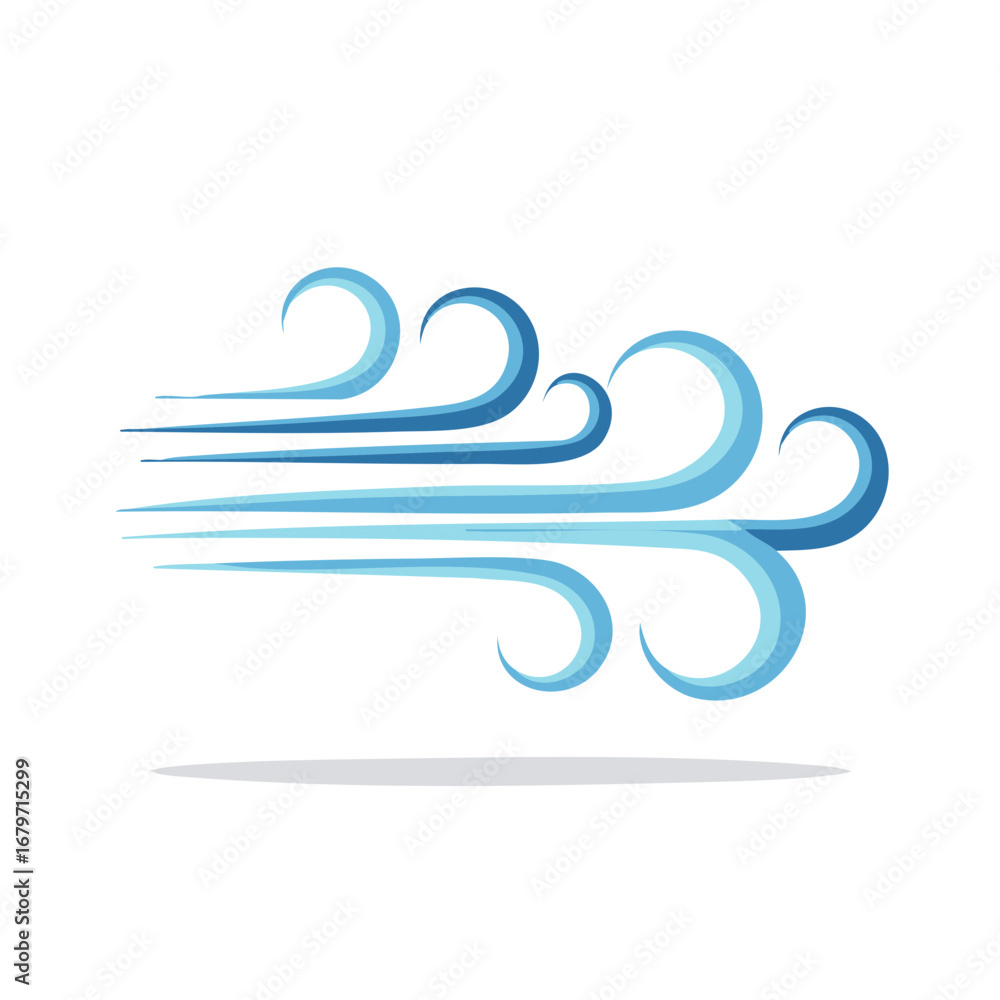 Fototapeta premium Stylized air flow illustration with light blue streams evoking breeze and wind currents graphic, vector format