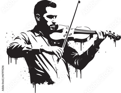 Monochrome portrait of a violinist immersed in melodic expressio