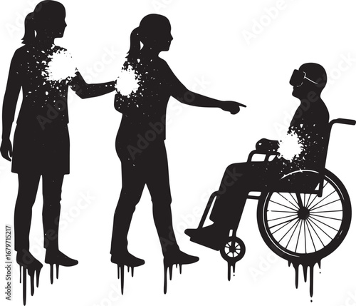 Virtual reality assistance for a person in a wheelchair using te