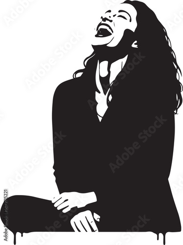 Abstract depiction of a woman throwing her head back with laught