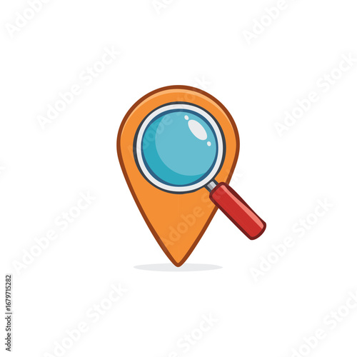 Magnifying glass over location pin icon vector illustration