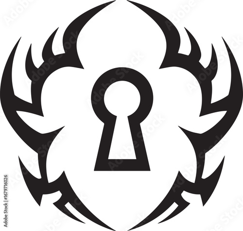 Tribal keyhole design with intricate ornamentation for security