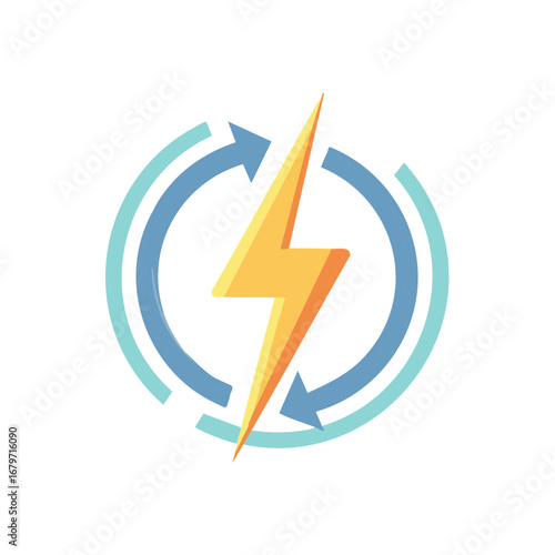 Free Download Electric power lightning bolt in a recycling arrows circle icon vector illustration - GFXLoad