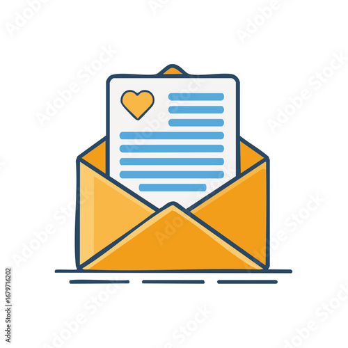 Open Envelope with Love Letter Illustration Communication Correspondence