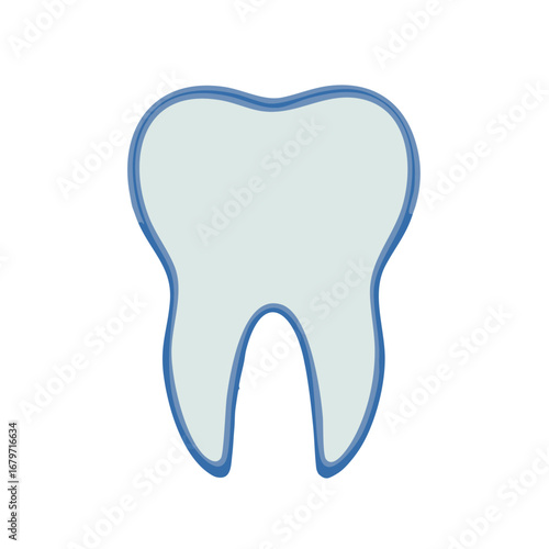 Illustration of a healthy human molar tooth with a blue outline and light blue fill