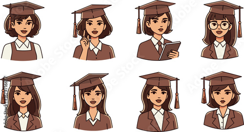 Graduating women in caps and gowns celebrate. Education, academic achievement, future, knowledge, graduation, success, commencement, college, university