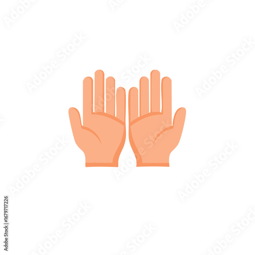 Illustration of two hands with open palms, flat design
