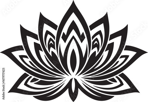 Elegant stylized lotus flower illustration with intricate graphi