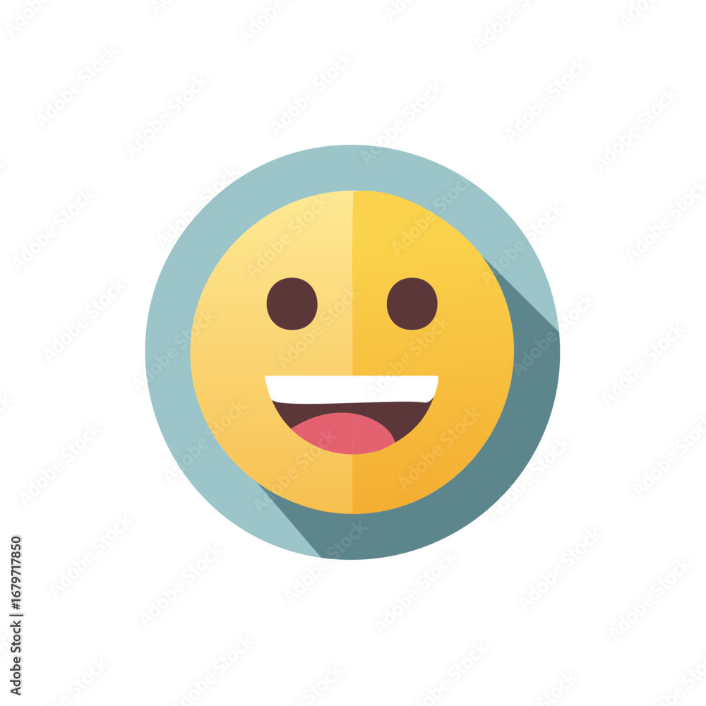 Fototapeta premium Happy face illustration showing happiness and smile in light blue frame, joy icon