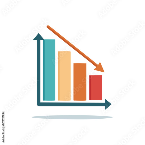 Declining business graph chart showing downward trend in finances