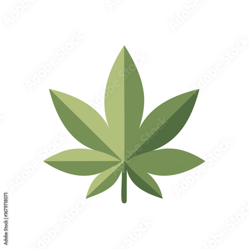 Geometric green cannabis leaf illustration. Vector design element.