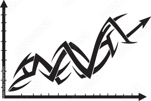 Tribal Chart Illustration Representing Growth and Fluctuations i