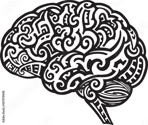 Intricate brain illustration representing intelligence, creativi