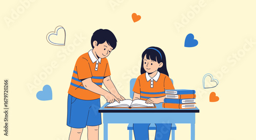 Children Studying Together, Sharing Knowledge, And Building Strong Bonds Through Education