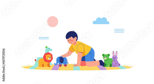 Child's Playtime Illustration: A Joyful Moment Depicting Childhood Fantasy Entertainment