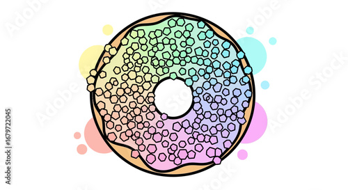 Colorful Donut Infused With Rainbow Hues And Decorated With Geometric Sugar Sprinkles
