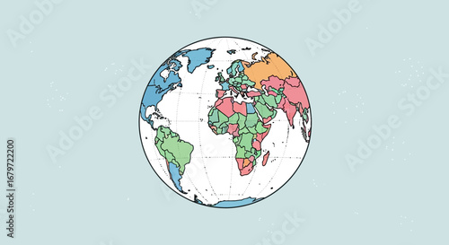 Colorful Illustration Of Our World Depicting Continents And International Boundaries