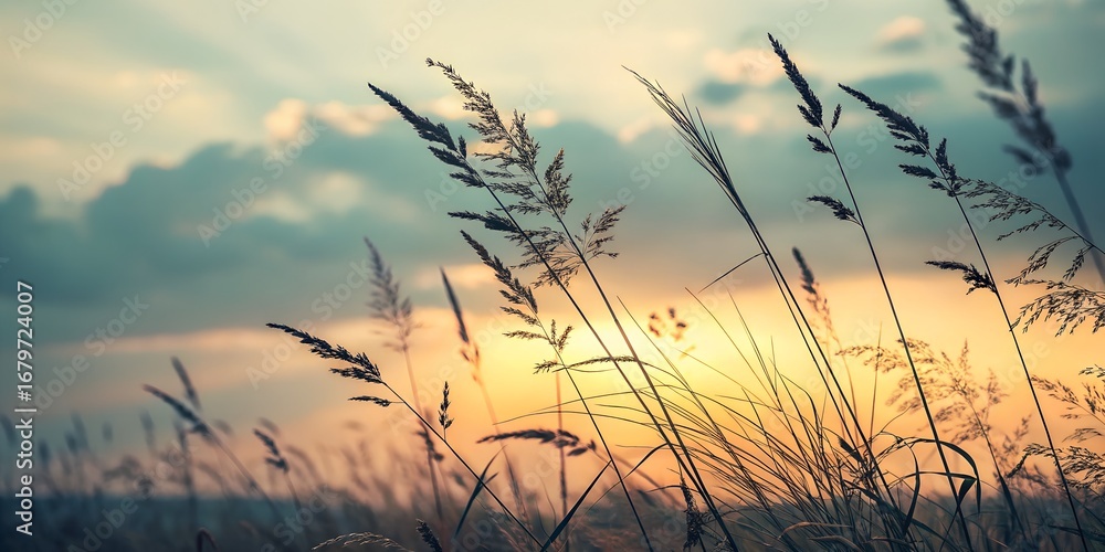 Obraz premium Pastel Grass Silhouette