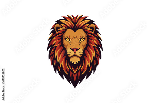 Majestic Lion Head Vector Illustration with Vibrant Mane.