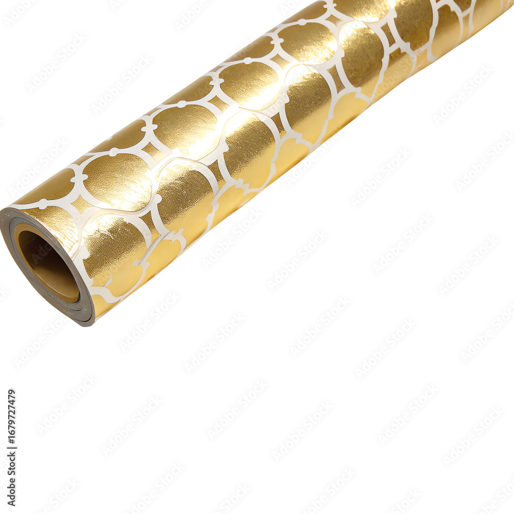 Naklejka premium Decorative paper sheet with gold details isolated on a transparent background