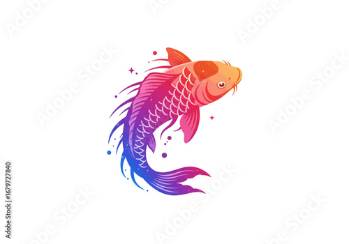 Colorful Koi Fish Illustration with Gradient Design.