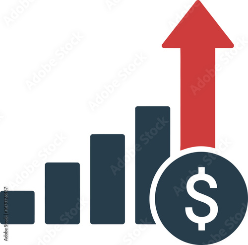  Bar chart showing financial growth with dollar sign.