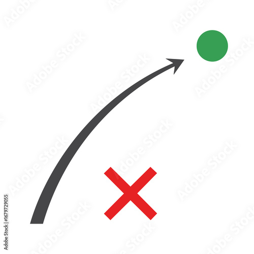 Bypassing Obstacles: Arrow Reaching Target Overcoming Challenges.