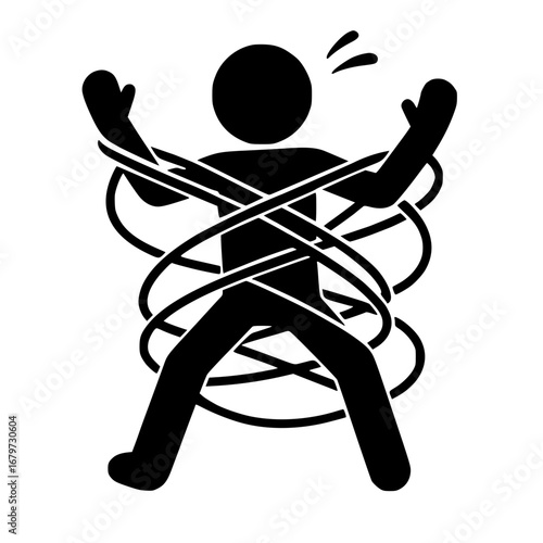Stickman Trapped in Ropes SVG Clip Art