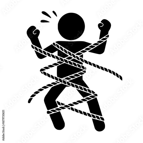 Stickman Trapped in Ropes SVG Clip Art