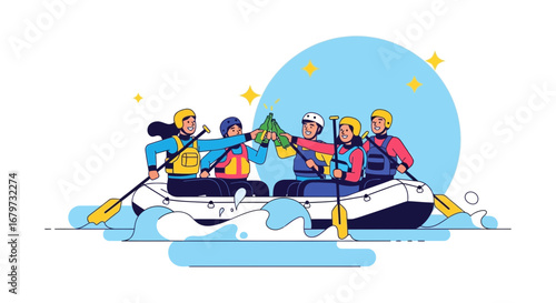 Celebrating The Adventure: Whitewater Rafting Experience With Joyful Colleagues and Friends