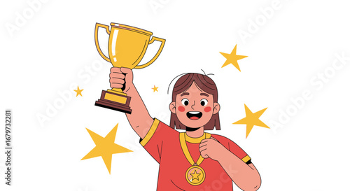 Celebrating Triumph And Achievement With Trophy And Star Embellishments