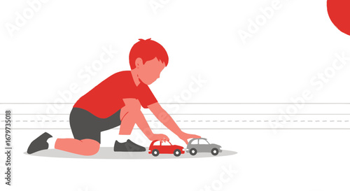 Child Playing With Toy Cars Depicting Childhood Joy and Imaginative Adventures Perfectly