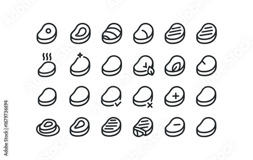 vector outline icons Steak (Basic) steak icon steak steak cooked steak rare steak medium steak well steak hot steak cold steak new steak old steak fresh steak stale steak small steak large.
