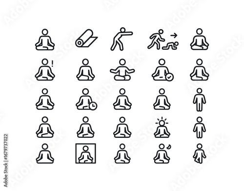 vector outline icons Yoga (Basic) yoga icon yoga mat yoga pose yoga flow yoga active yoga inactive yoga open yoga closed yoga new yoga old yoga valid yoga invalid yoga fast yoga slow yoga.