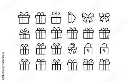 vector outline icons Gift Wrap (Basic) giftwrap icon giftwrap box giftwrap bag giftwrap paper giftwrap ribbon giftwrap bow giftwrap open giftwrap closed giftwrap add giftwrap remove.