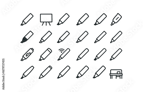vector outline icons Marker (Types) marker pen marker board marker white marker black marker red marker blue marker green marker marker eco marker smart marker permanent marker erasable.