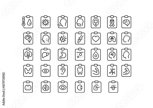 vector outline icons Diagnosis (Medical) diagnosis fever diagnosis flu diagnosis cold diagnosis asthma diagnosis diabetes diagnosis cancer diagnosis stroke diagnosis allergy diagnosis.