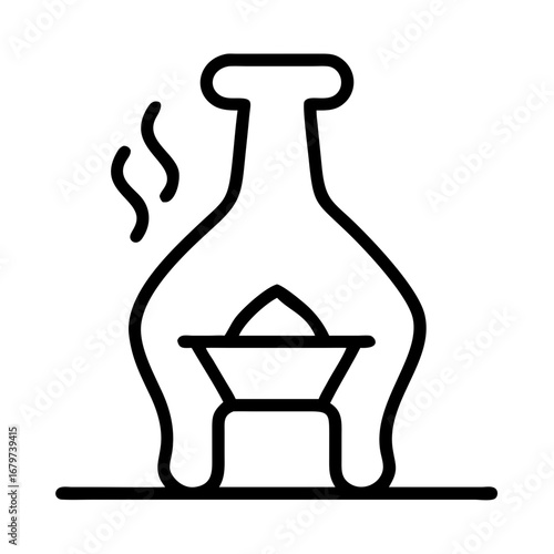 Pottery kiln icon. Abstract image of black industrial pottery kiln - essential equipment for firing ceramics and creating handmade art in a professional or home workshop.