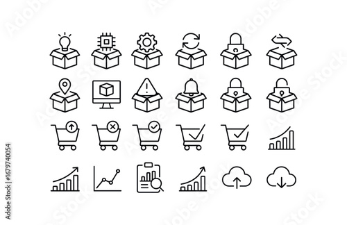 vector outline icons Wholesale (Advanced) wholesale smart wholesale ai wholesale auto wholesale manual wholesale synced wholesale unsynced wholesale track wholesale monitor wholesale alert.
