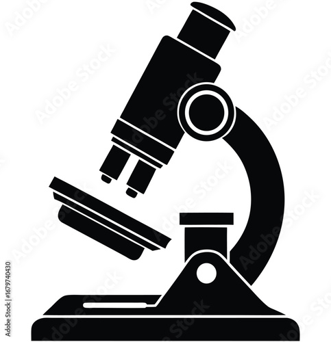 Microscope vector illustration showing technology and business equipment