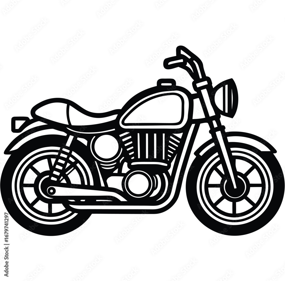 Fototapeta premium Vector illustration of a black sport motorcycle on a white background with red chrome details
