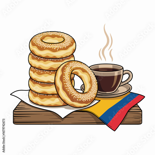 Pandebono Colombiano con Café Caliente