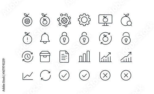 vector outline icons Orange (Advanced) orange smart orange ai orange auto orange manual orange monitor orange tracker orange alert orange notify orange secure orange unsecure orange backup.