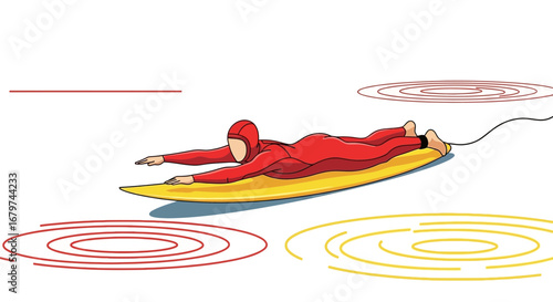 Athlete Gliding On A Yellow Surface With Modern Concept Art Elements Visualization
