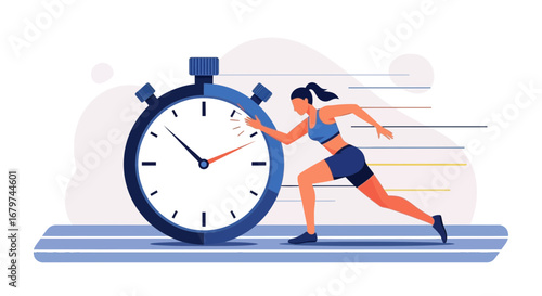 Athlete Running Against Time, Showing Concept Of Speed, Accuracy, And Performance